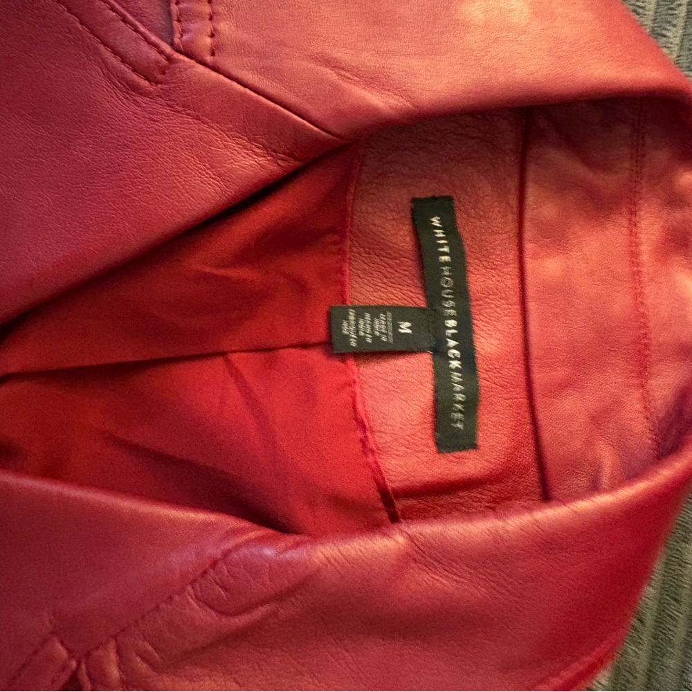 Elegant Red Leather Jacket for Women - Picture 9 of 9